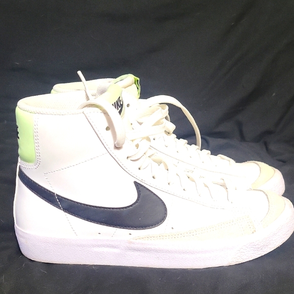 Nike Blazer  High-Top Sneakers - White and Black with Neon Accents